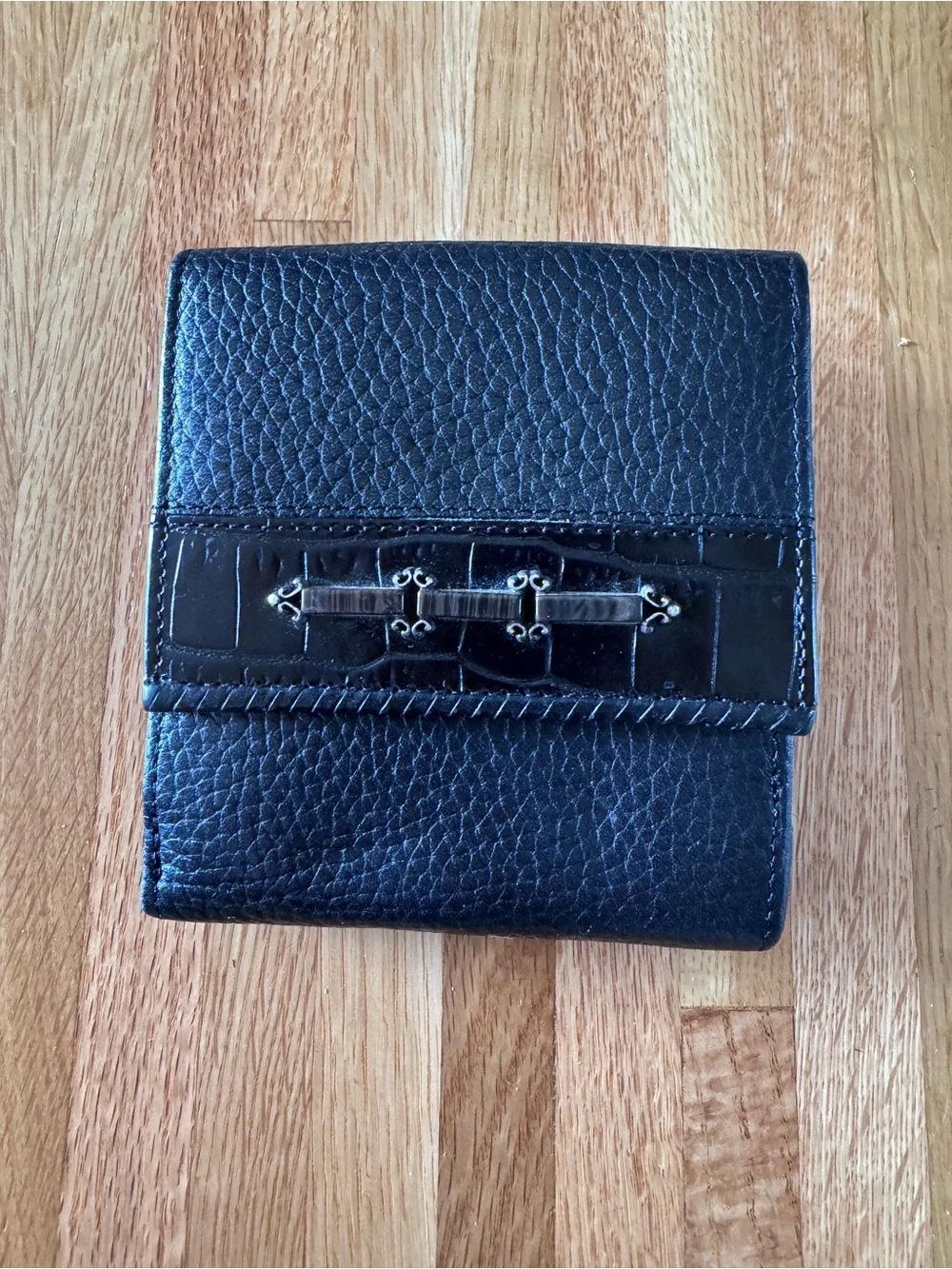 Brighton Black Leather Wallet with Heart Snap